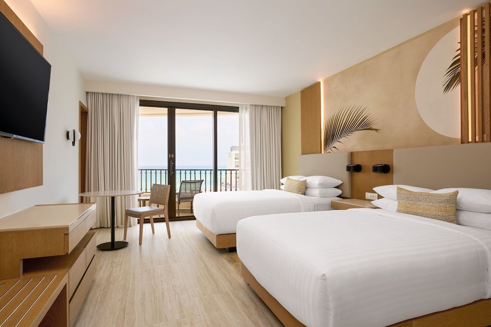 Room, 2 camas dobles, vista al mar (balcón)